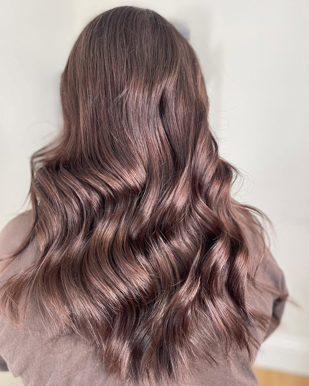 Chocolate mauve hair colour by Kendra & Krew Hair, Longford Tasmania